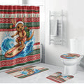 Aussie Wallaby Santa Surf Christmas Bathroom Set Festive Knitted Pattern Inspired