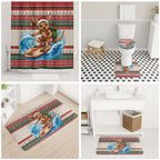Aussie Wallaby Santa Surf Christmas Bathroom Set Festive Knitted Pattern Inspired