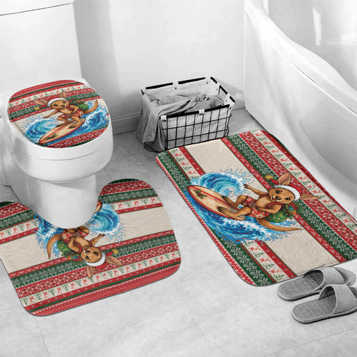 Aussie Wallaby Santa Surf Christmas Bathroom Set Festive Knitted Pattern Inspired