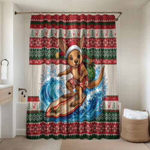 Aussie Wallaby Santa Surf Christmas Bathroom Set Festive Knitted Pattern Inspired