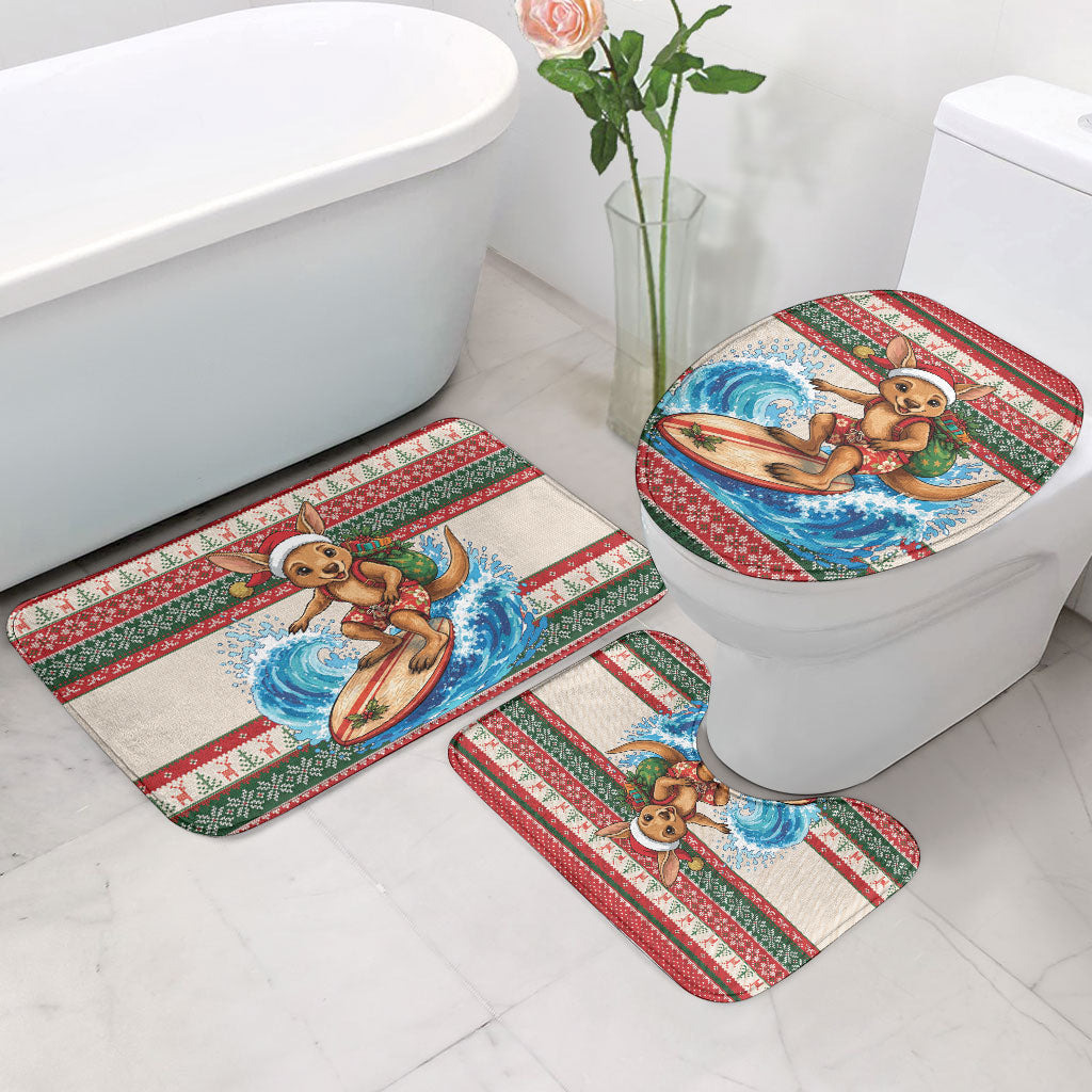 Aussie Wallaby Santa Surf Christmas Bathroom Set Festive Knitted Pattern Inspired