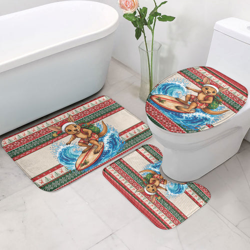 Aussie Wallaby Santa Surf Christmas Bathroom Set Festive Knitted Pattern Inspired