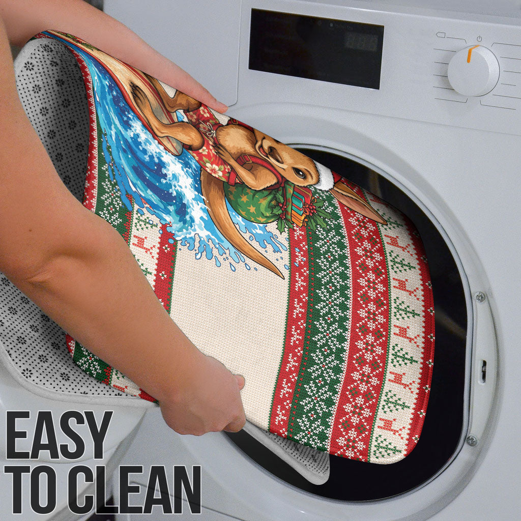 Aussie Wallaby Santa Surf Christmas Bathroom Set Festive Knitted Pattern Inspired