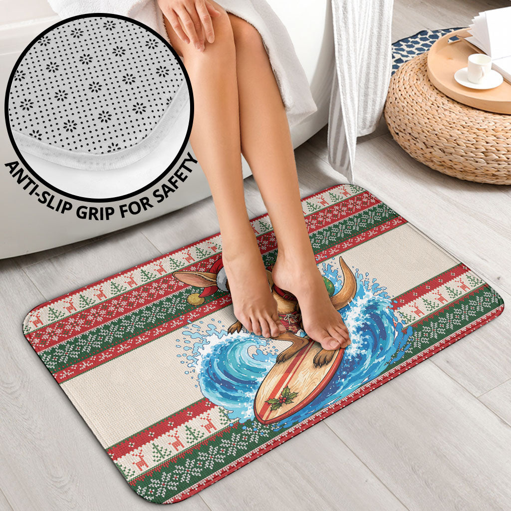 Aussie Wallaby Santa Surf Christmas Bathroom Set Festive Knitted Pattern Inspired
