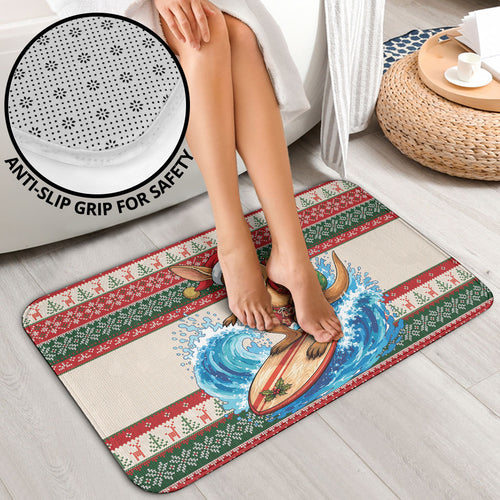 Aussie Wallaby Santa Surf Christmas Bathroom Set Festive Knitted Pattern Inspired