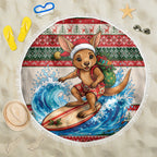 Aussie Wallaby Santa Surf Christmas Beach Blanket Festive Knitted Pattern Inspired
