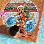 Aussie Wallaby Santa Surf Christmas Beach Blanket Festive Knitted Pattern Inspired