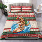 Aussie Wallaby Santa Surf Christmas Bedding Set Festive Knitted Pattern Inspired
