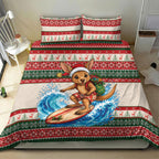 Aussie Wallaby Santa Surf Christmas Bedding Set Festive Knitted Pattern Inspired