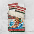 Aussie Wallaby Santa Surf Christmas Bedding Set Festive Knitted Pattern Inspired