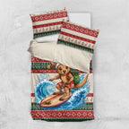 Aussie Wallaby Santa Surf Christmas Bedding Set Festive Knitted Pattern Inspired