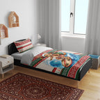 Aussie Wallaby Santa Surf Christmas Bedding Set Festive Knitted Pattern Inspired