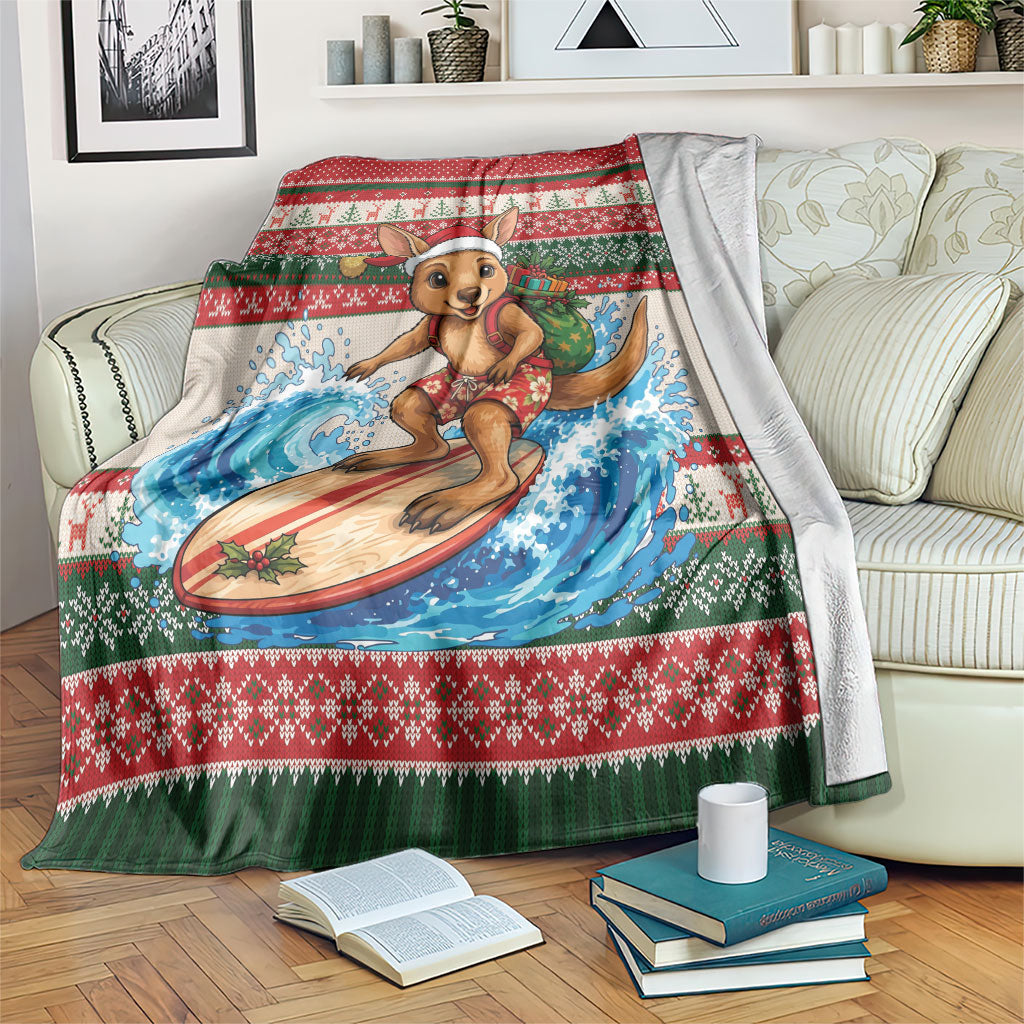 Aussie Wallaby Santa Surf Christmas Blanket Festive Knitted Pattern Inspired