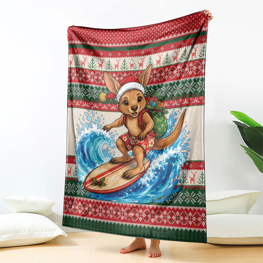 Aussie Wallaby Santa Surf Christmas Blanket Festive Knitted Pattern Inspired