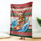 Aussie Wallaby Santa Surf Christmas Blanket Festive Knitted Pattern Inspired