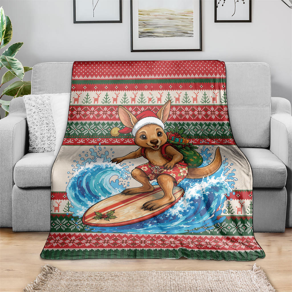 Aussie Wallaby Santa Surf Christmas Blanket Festive Knitted Pattern Inspired