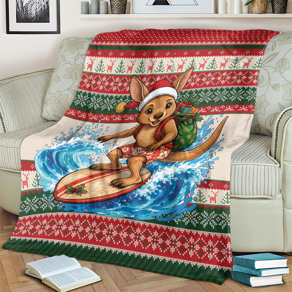 Aussie Wallaby Santa Surf Christmas Blanket Festive Knitted Pattern Inspired