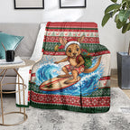 Aussie Wallaby Santa Surf Christmas Blanket Festive Knitted Pattern Inspired