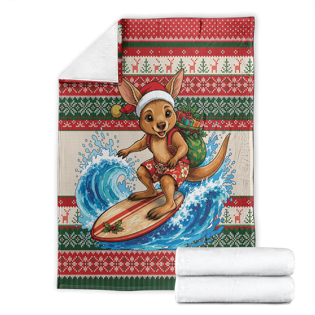 Aussie Wallaby Santa Surf Christmas Blanket Festive Knitted Pattern Inspired