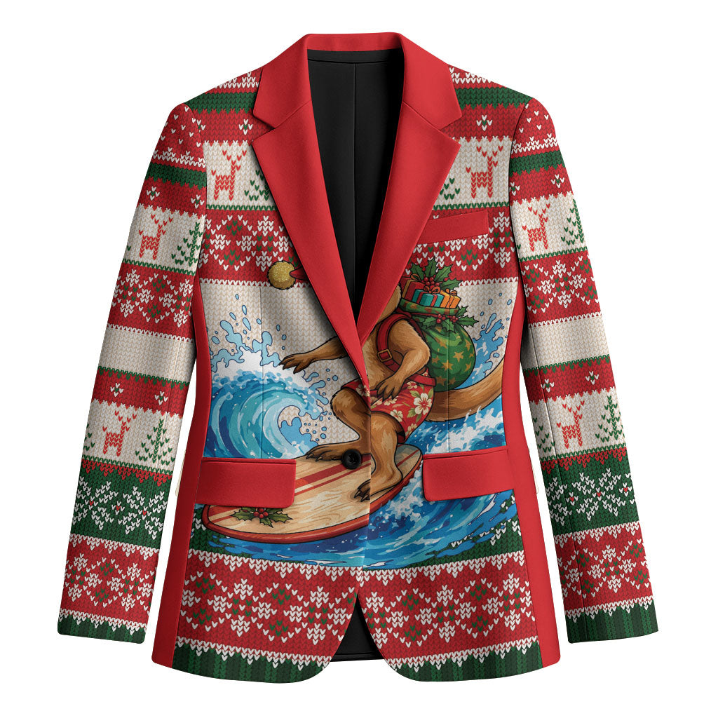 Aussie Wallaby Santa Surf Christmas Blazer Festive Knitted Pattern Inspired