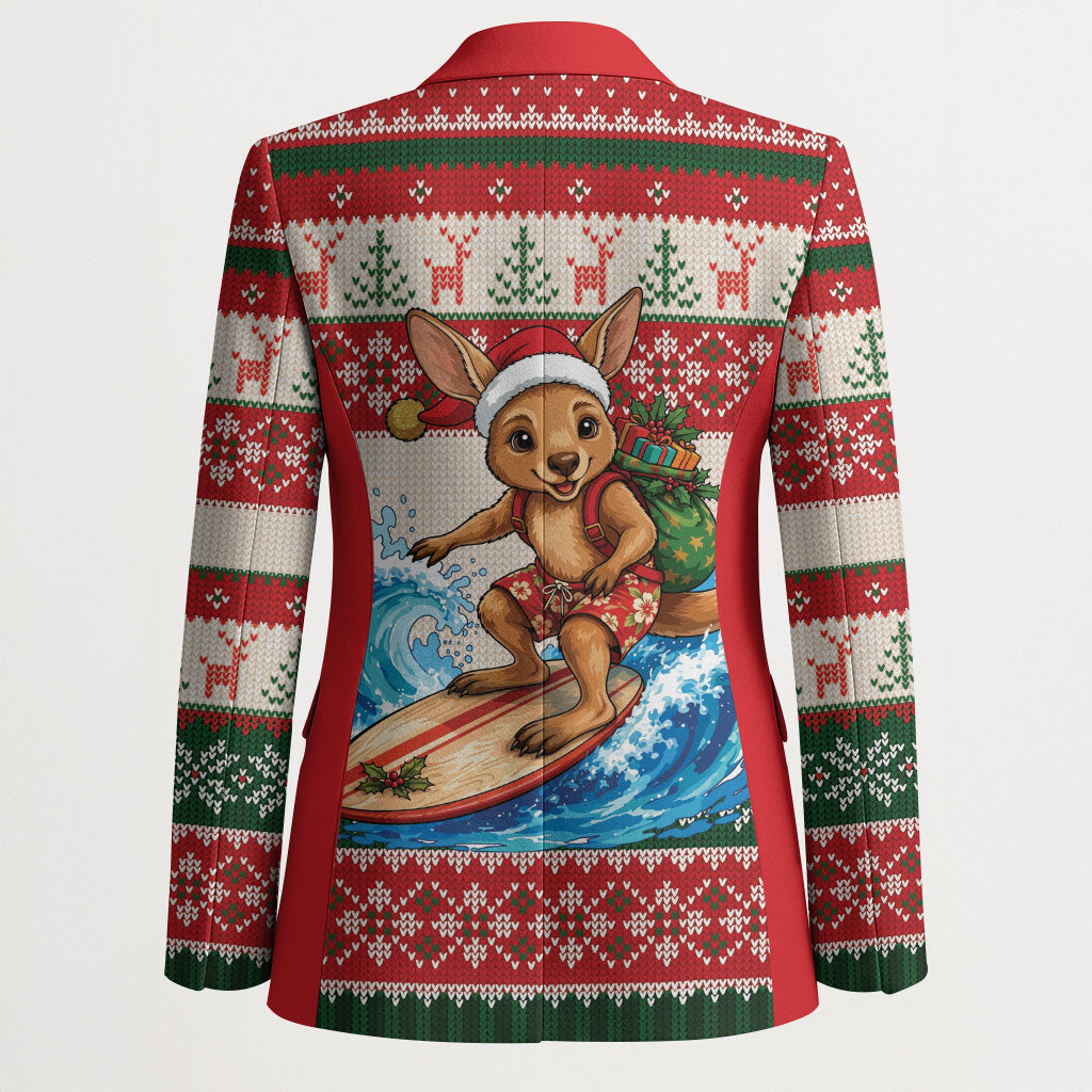 Aussie Wallaby Santa Surf Christmas Blazer Festive Knitted Pattern Inspired