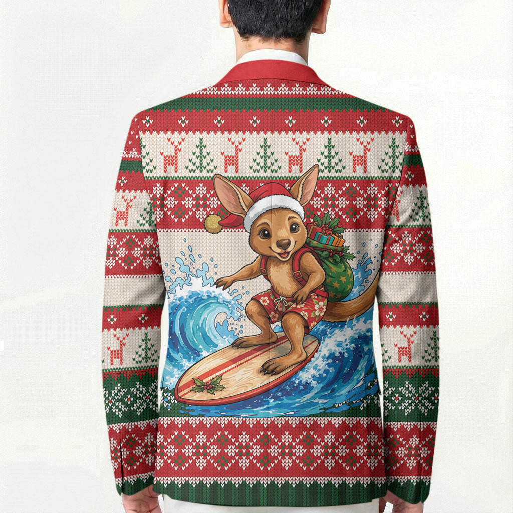 Aussie Wallaby Santa Surf Christmas Blazer Festive Knitted Pattern Inspired