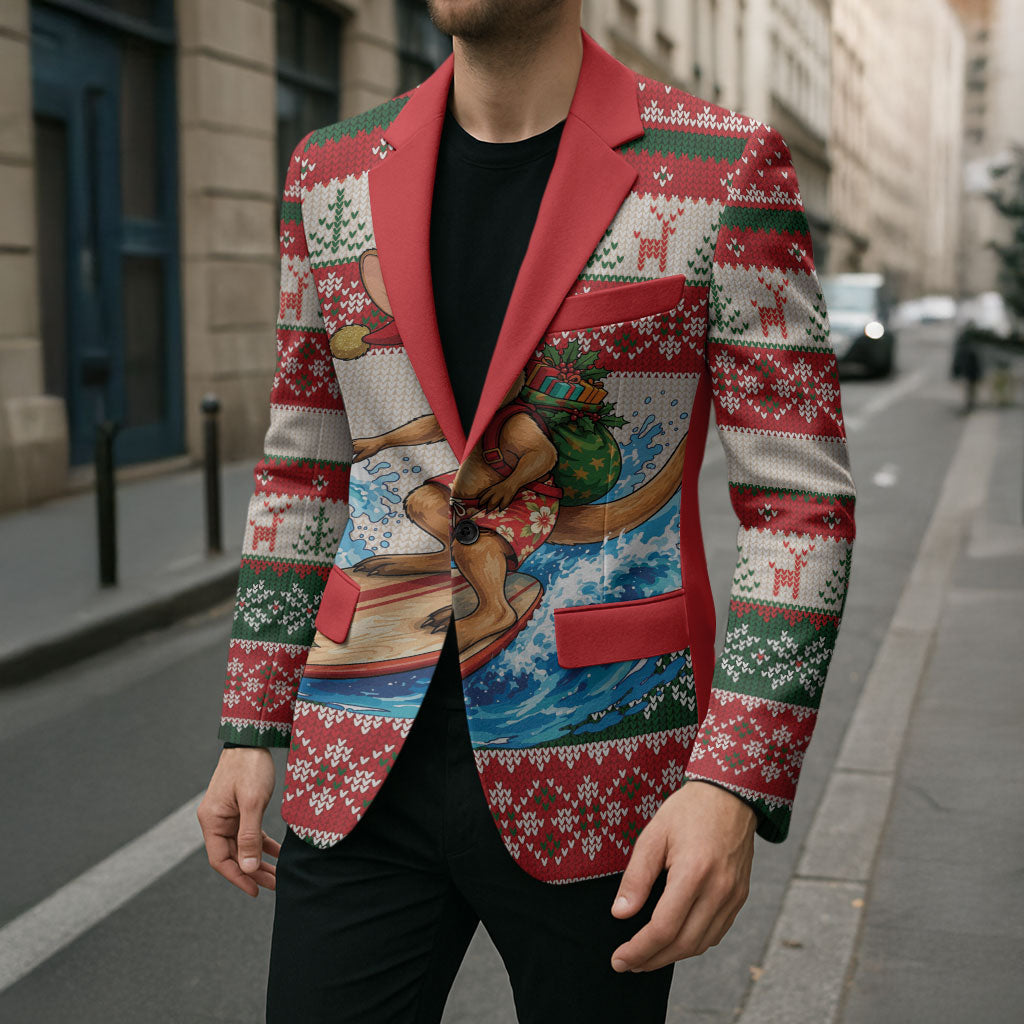 Aussie Wallaby Santa Surf Christmas Blazer Festive Knitted Pattern Inspired