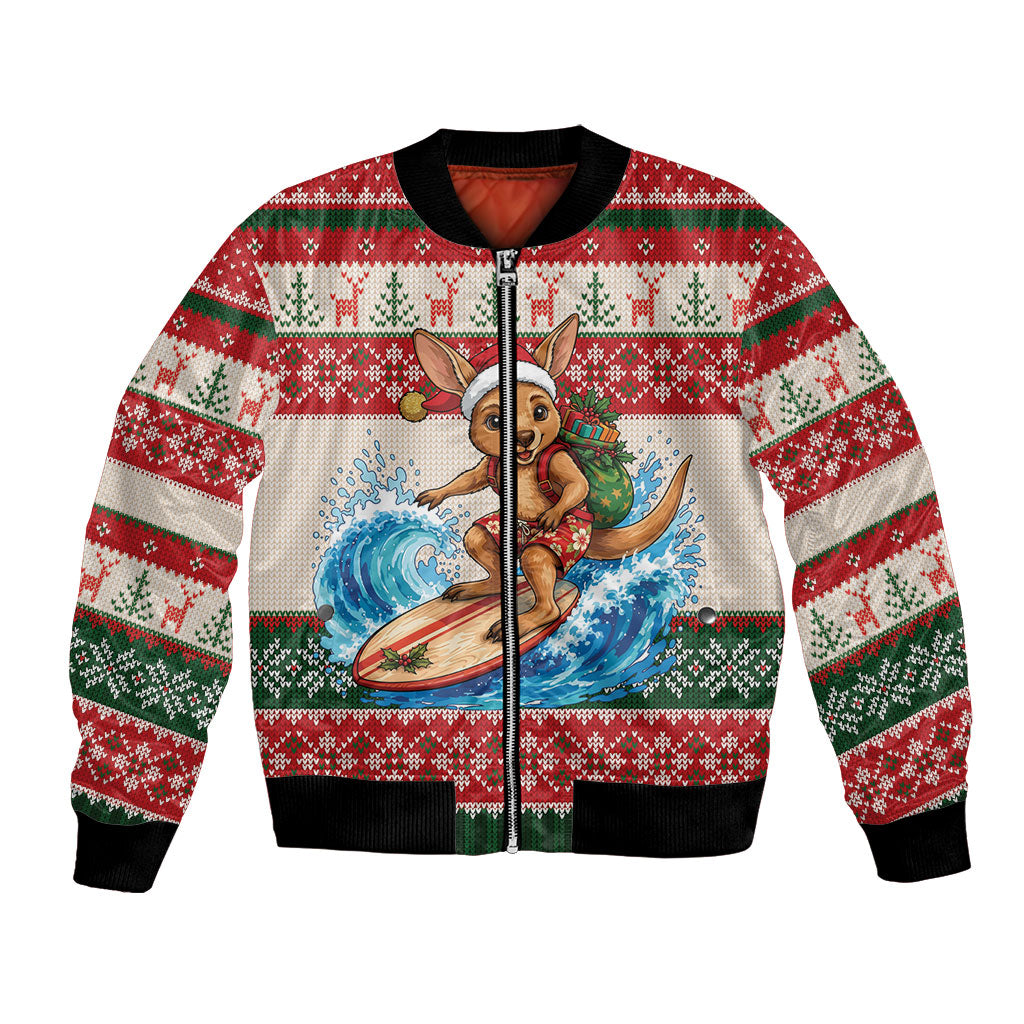 Aussie Wallaby Santa Surf Christmas Bomber Jacket Festive Knitted Pattern Inspired
