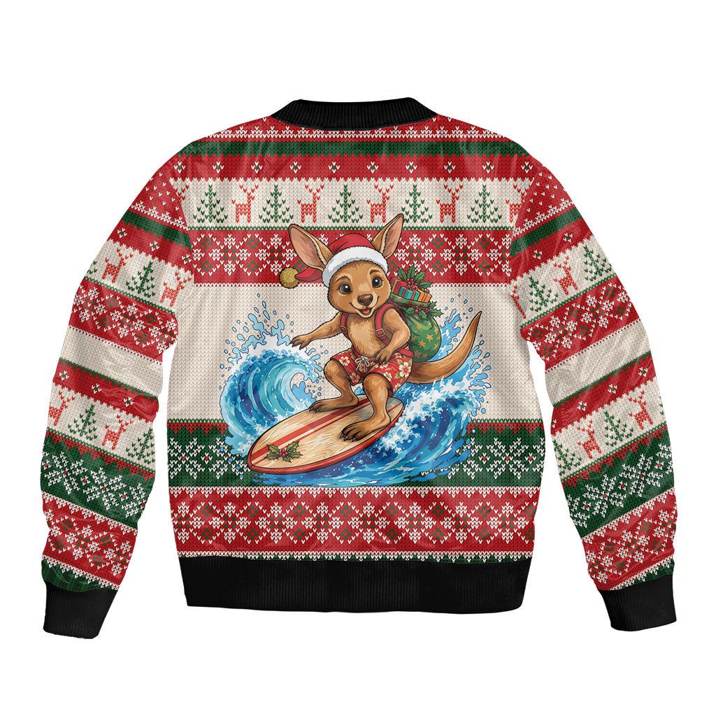 Aussie Wallaby Santa Surf Christmas Bomber Jacket Festive Knitted Pattern Inspired