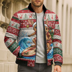 Aussie Wallaby Santa Surf Christmas Bomber Puffer Jacket Festive Knitted Pattern Inspired