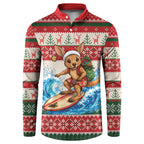 Aussie Wallaby Santa Surf Christmas Button Sweatshirt Festive Knitted Pattern Inspired