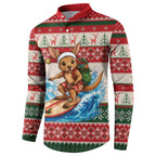 Aussie Wallaby Santa Surf Christmas Button Sweatshirt Festive Knitted Pattern Inspired
