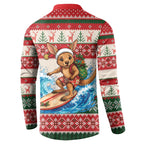 Aussie Wallaby Santa Surf Christmas Button Sweatshirt Festive Knitted Pattern Inspired