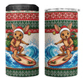 Aussie Wallaby Santa Surf Christmas 4 in 1 Can Cooler Tumbler Festive Knitted Pattern Inspired