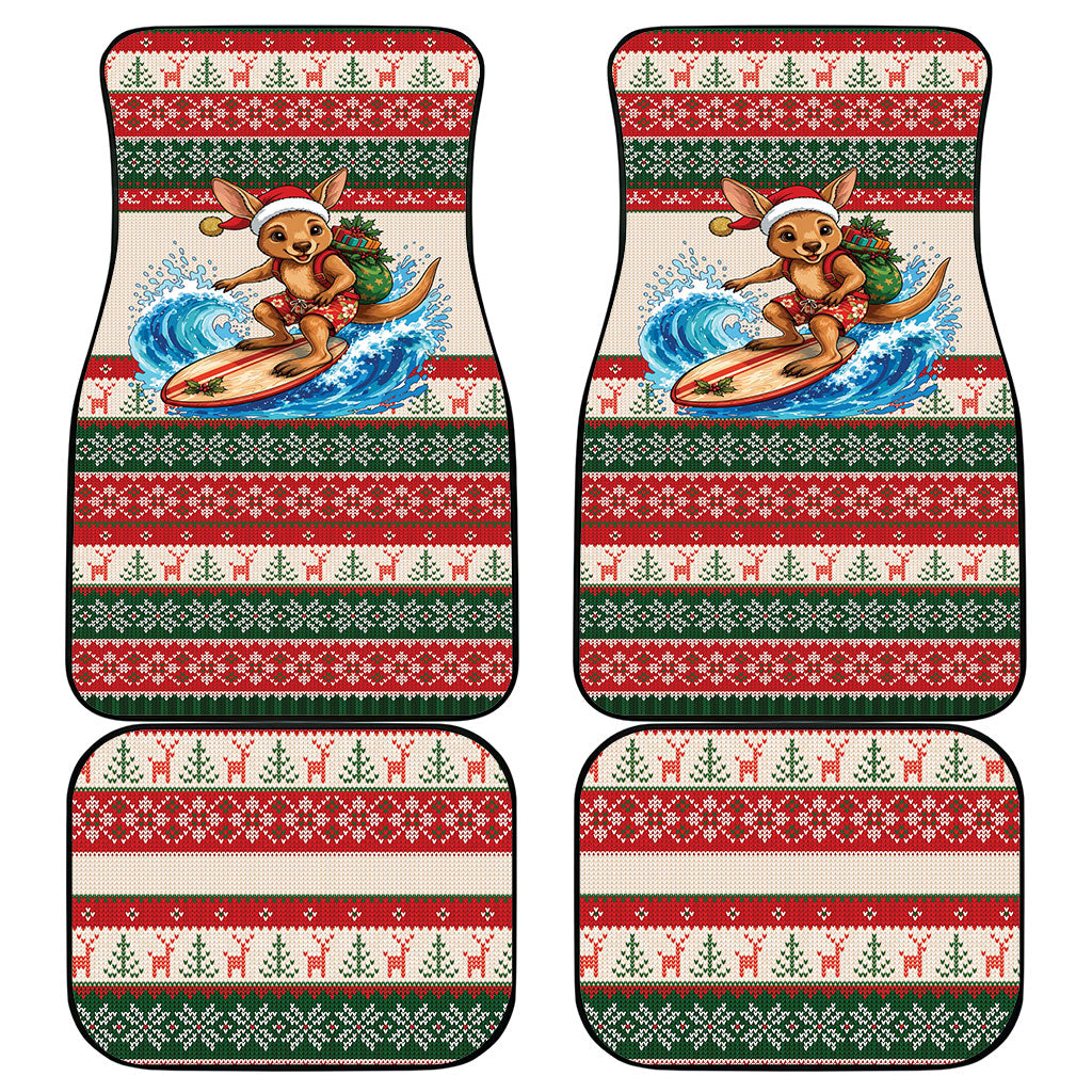 Aussie Wallaby Santa Surf Christmas Car Mats Festive Knitted Pattern Inspired
