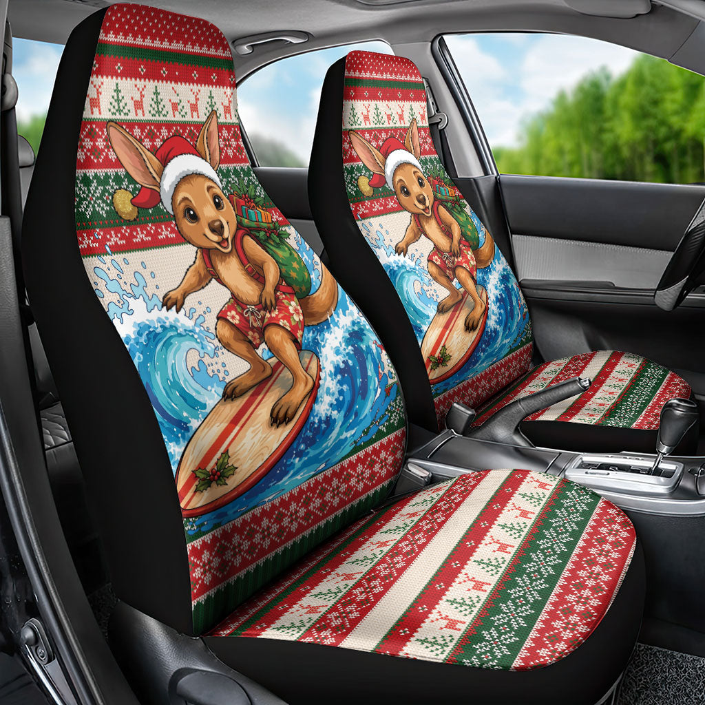 Aussie Wallaby Santa Surf Christmas Car Seat Cover Festive Knitted Pattern Inspired