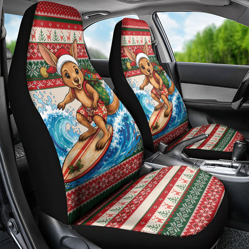 Aussie Wallaby Santa Surf Christmas Car Seat Cover Festive Knitted Pattern Inspired