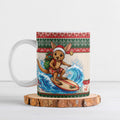 Aussie Wallaby Santa Surf Christmas Ceramic Mug Festive Knitted Pattern Inspired
