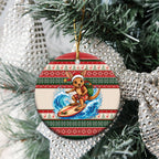 Aussie Wallaby Santa Surf Christmas Ceramic Ornament Festive Knitted Pattern Inspired
