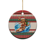 Aussie Wallaby Santa Surf Christmas Ceramic Ornament Festive Knitted Pattern Inspired