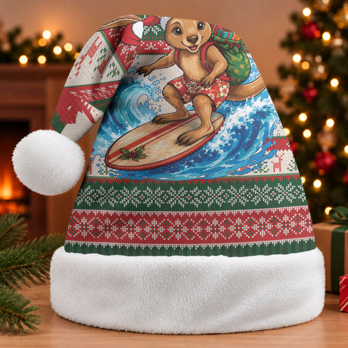 Aussie Wallaby Santa Surf Christmas Santa Hat Festive Knitted Pattern Inspired
