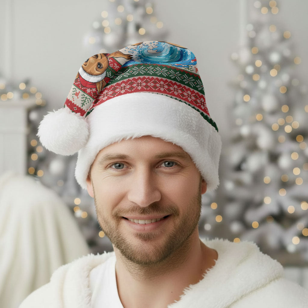 Aussie Wallaby Santa Surf Christmas Santa Hat Festive Knitted Pattern Inspired