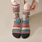 Aussie Wallaby Santa Surf Christmas Crew Socks Festive Knitted Pattern Inspired