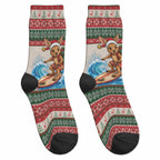 Aussie Wallaby Santa Surf Christmas Crew Socks Festive Knitted Pattern Inspired