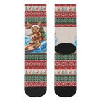 Aussie Wallaby Santa Surf Christmas Crew Socks Festive Knitted Pattern Inspired