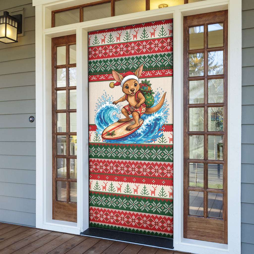 Aussie Wallaby Santa Surf Christmas Door Cover Festive Knitted Pattern Inspired