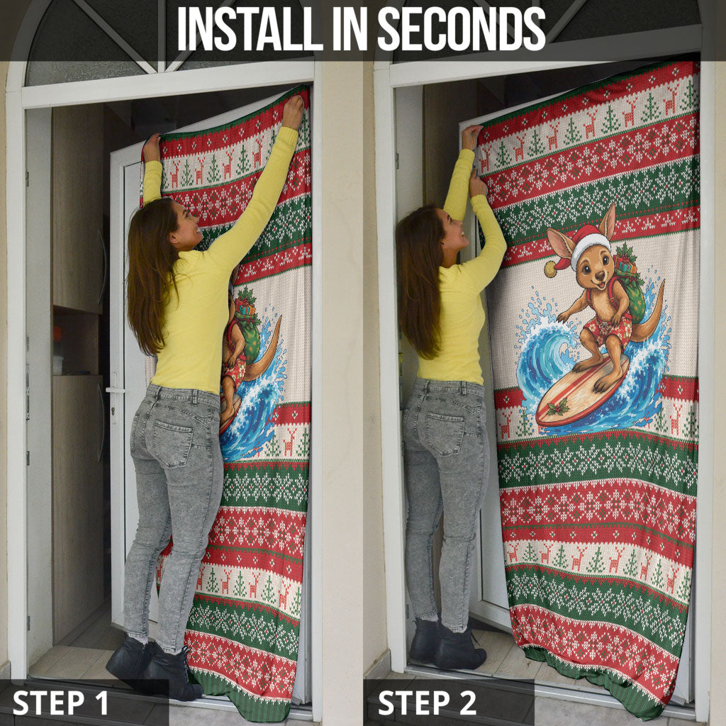 Aussie Wallaby Santa Surf Christmas Door Cover Festive Knitted Pattern Inspired