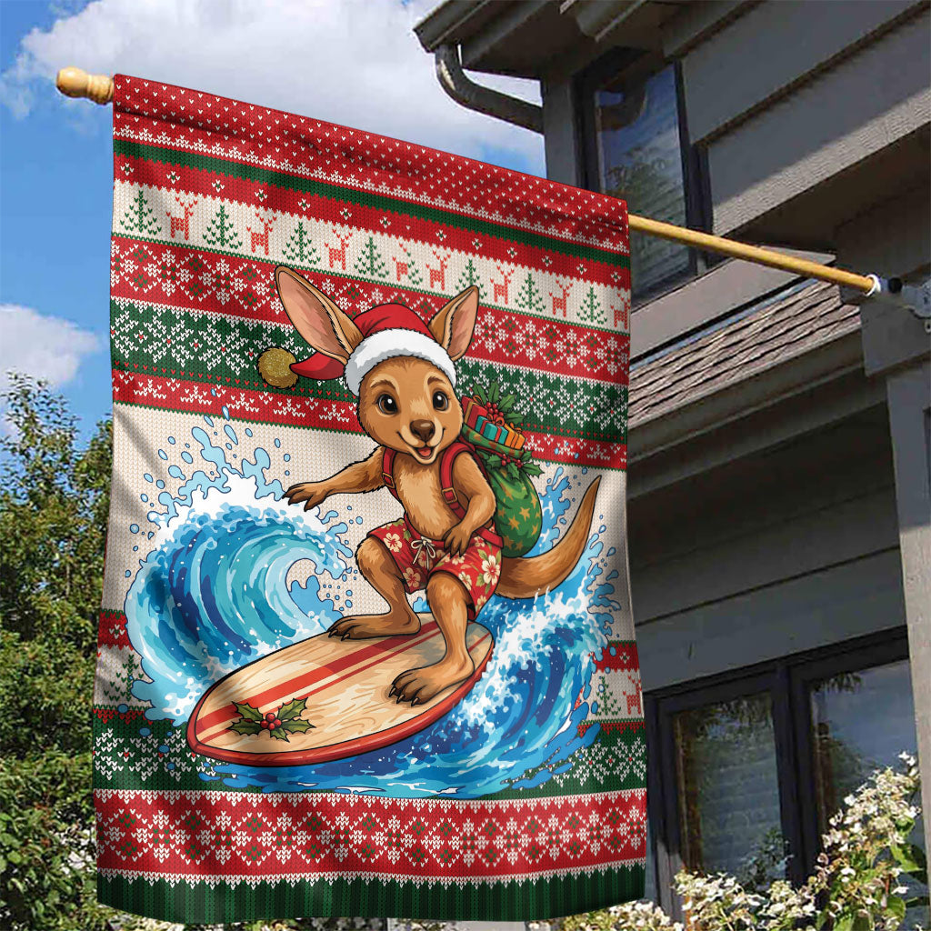 Aussie Wallaby Santa Surf Christmas Garden Flag Festive Knitted Pattern Inspired