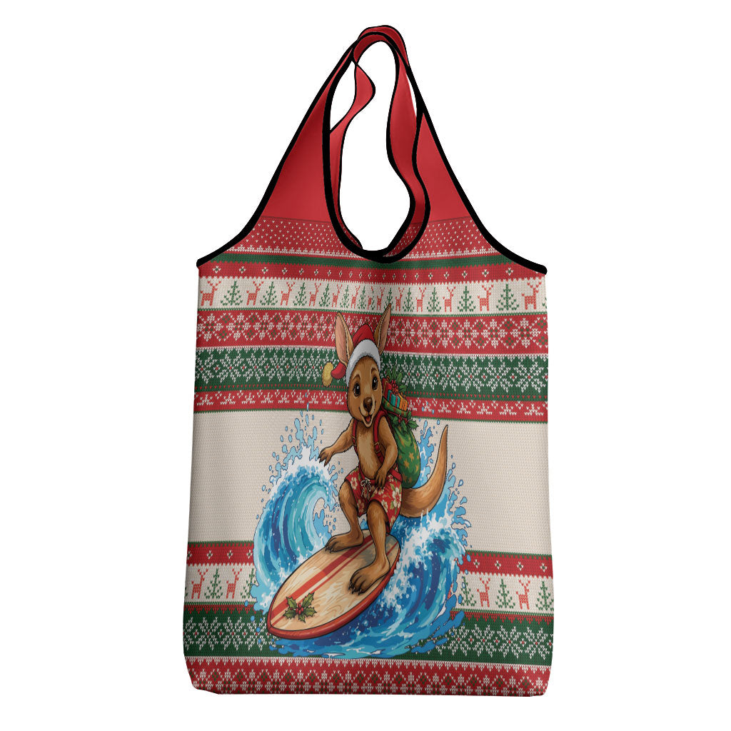 Aussie Wallaby Santa Surf Christmas Grocery Bag Festive Knitted Pattern Inspired