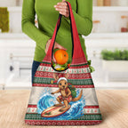Aussie Wallaby Santa Surf Christmas Grocery Bag Festive Knitted Pattern Inspired